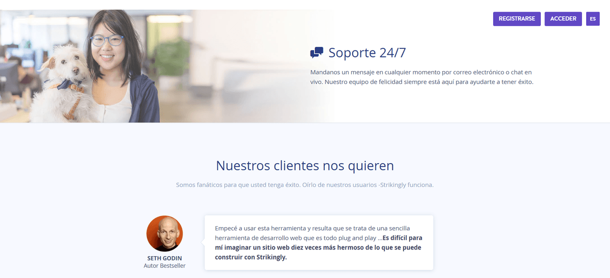 Imagen tomada de Strikingly