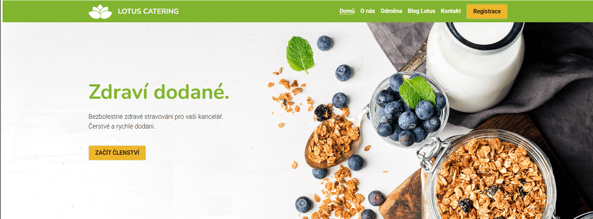 Šablona pro catering Lotus od Strikingly