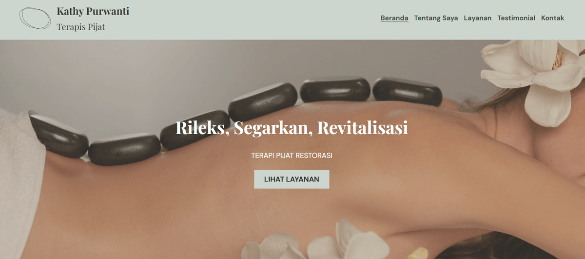 Templat Terapis Pijat dari Strikingly