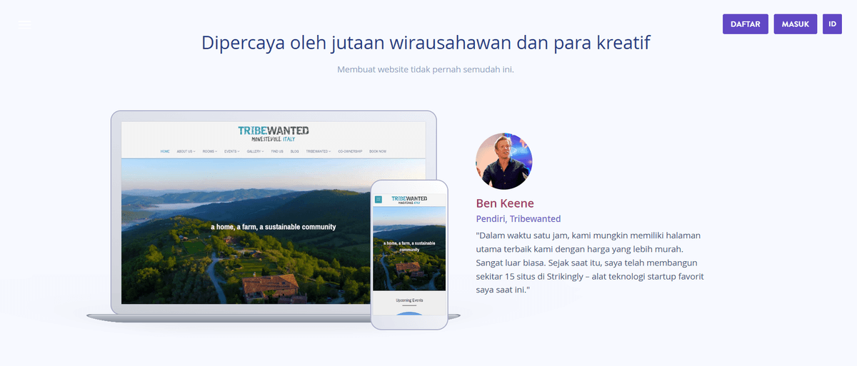 Situs Web Strikingly yang Dioptimalkan untuk Seluler