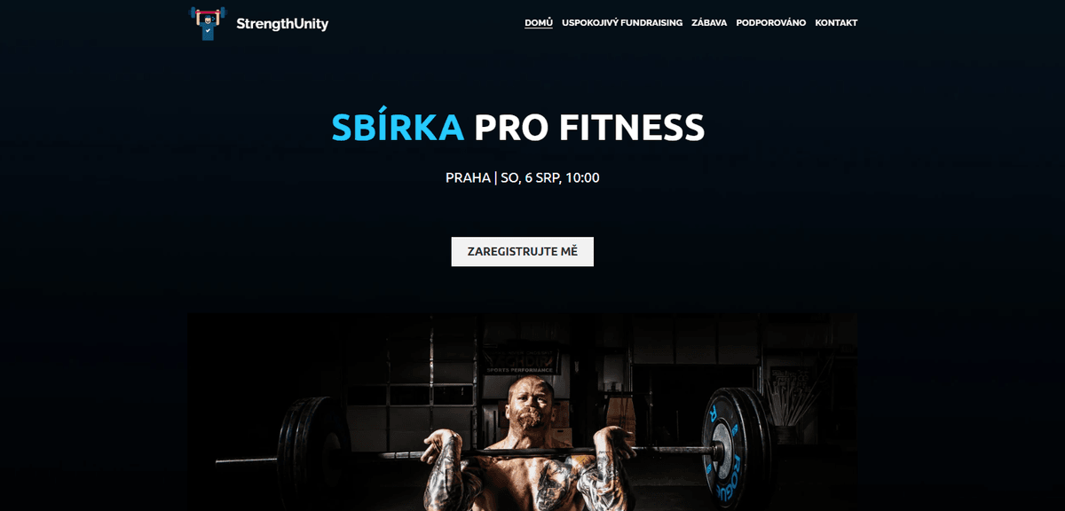 StrenghUnity šablona od Strikingly