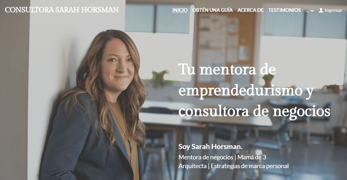 Plantilla de coach de startups de Strikingly