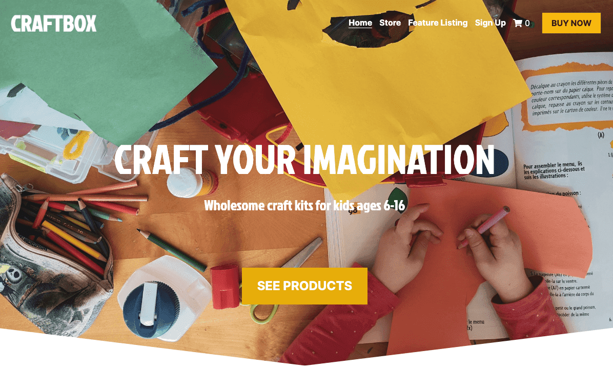 Template CraftBox dari Strikingly