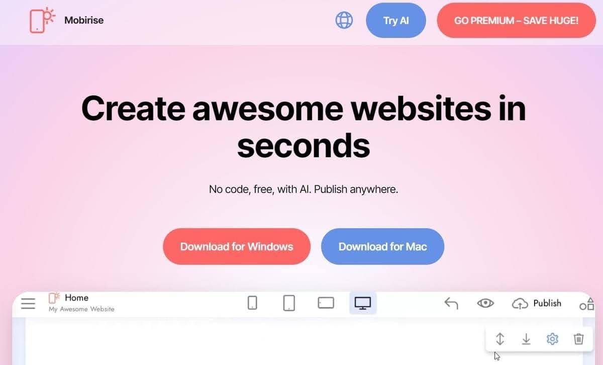 Página de Aterrizaje de Mobirise