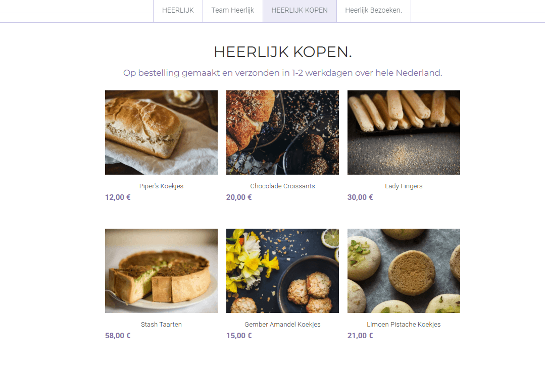 Minimalistische winkeltemplate van Strikingly