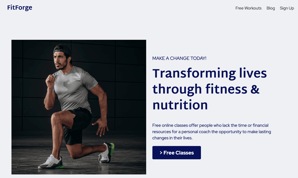 Templat FitForge dari Strikerly