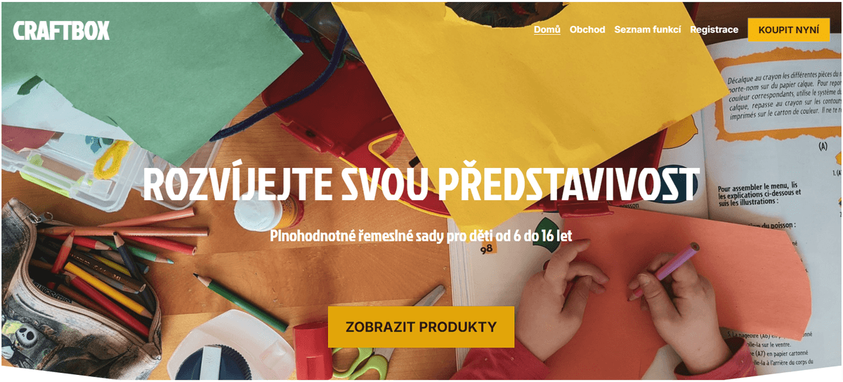 Šablona CraftBox od Strikingly