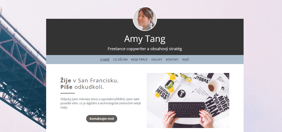 Šablona profilu od Strikingly