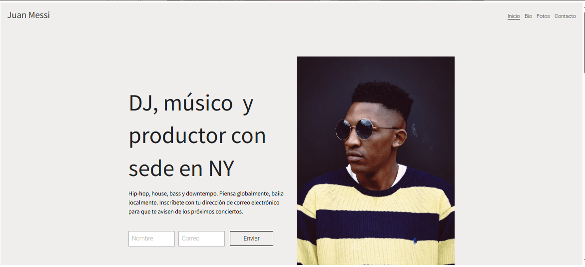 Plantilla de DJ de Strikingly