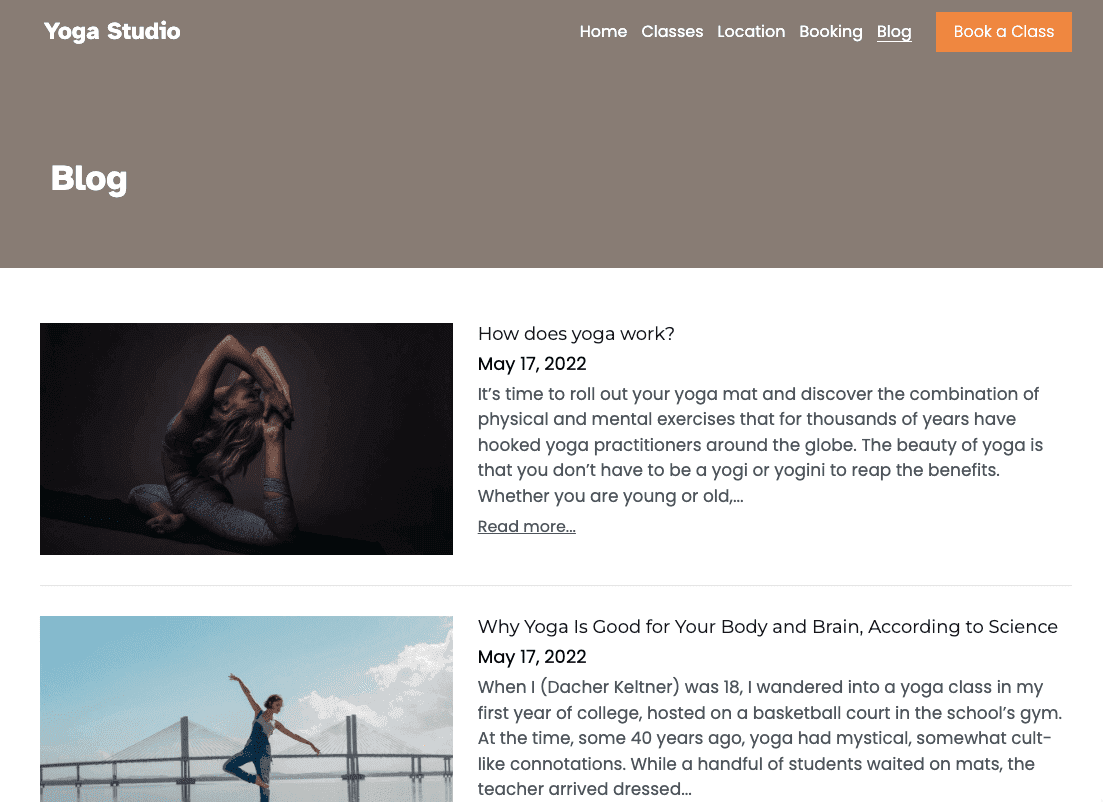 Plantilla de yoga de Strikingly