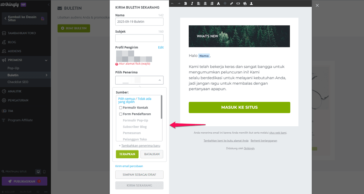 Personalisasi Email dengan Strikingly - Email Keranjang yang Terbengkalai