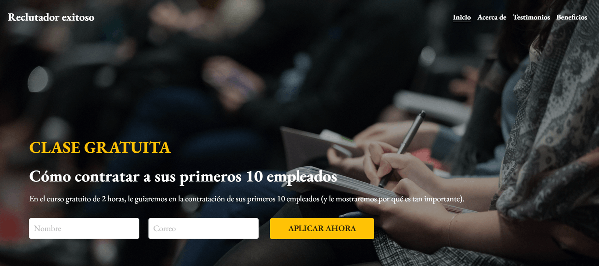 Plantilla de éxito para reclutadores de Strikingly