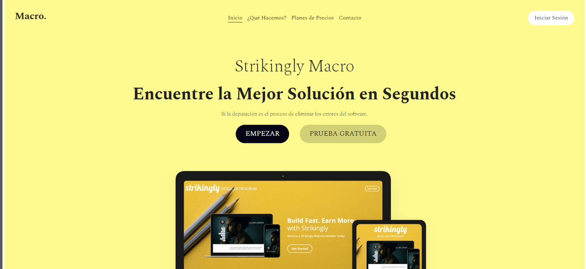 Plantilla de macro de Strikingly