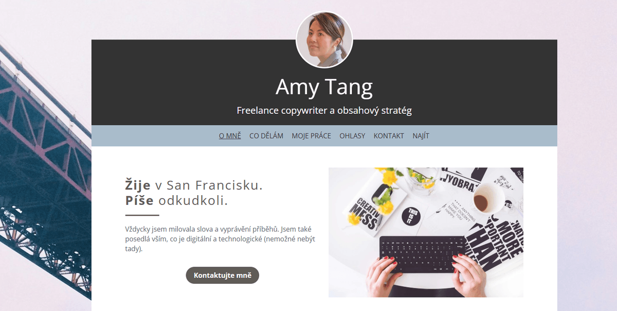 Šablona profilu od Strikingly