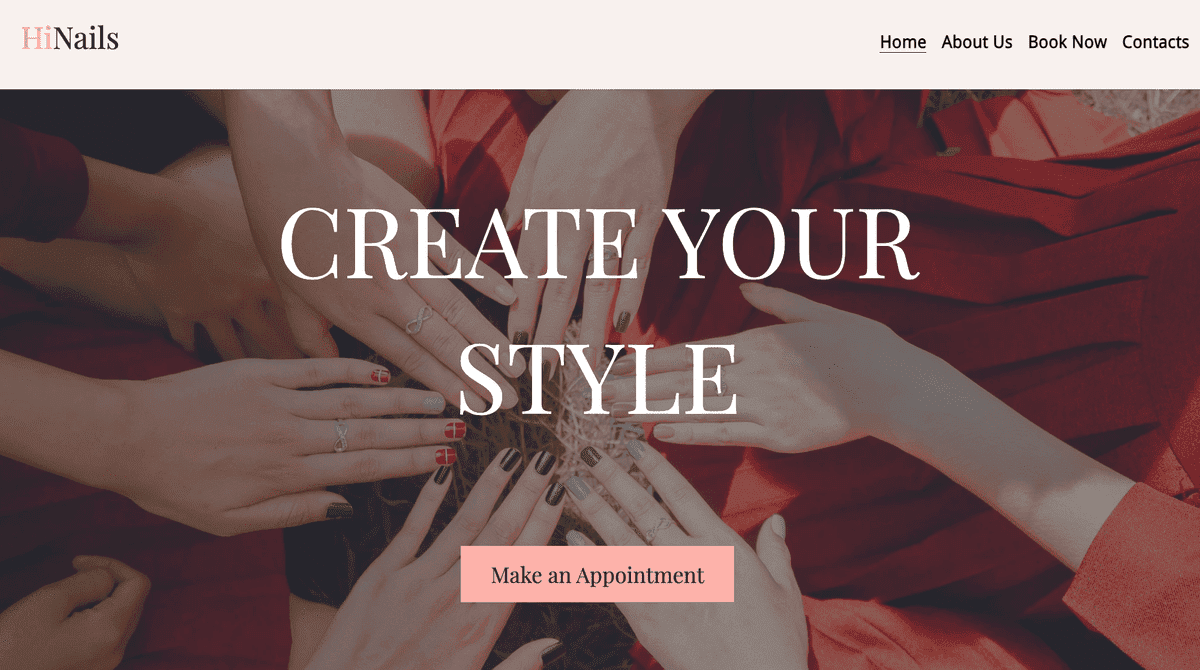 Plantilla de barra de uñas de Strikingly