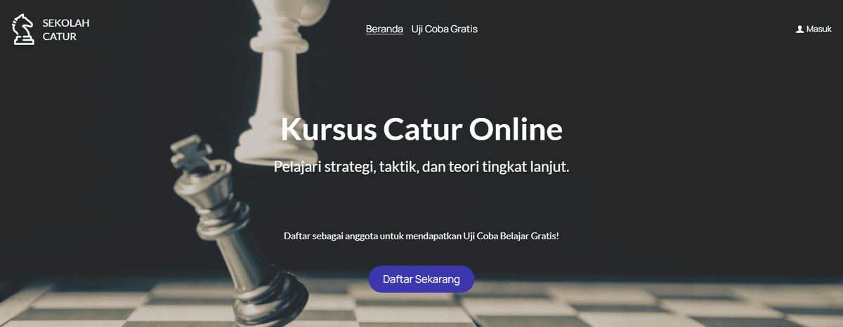 Templat Sekolah Catur dari Strikingly