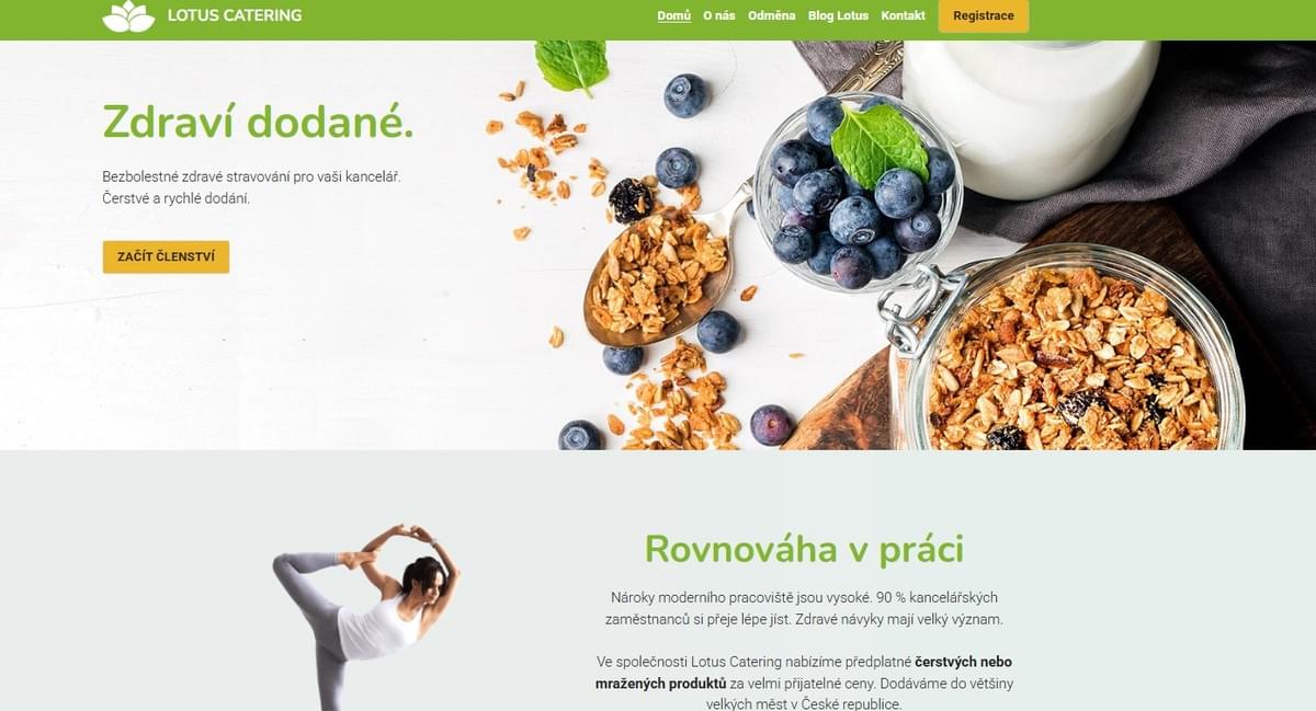 Šablona pro catering Lotus od Strikingly