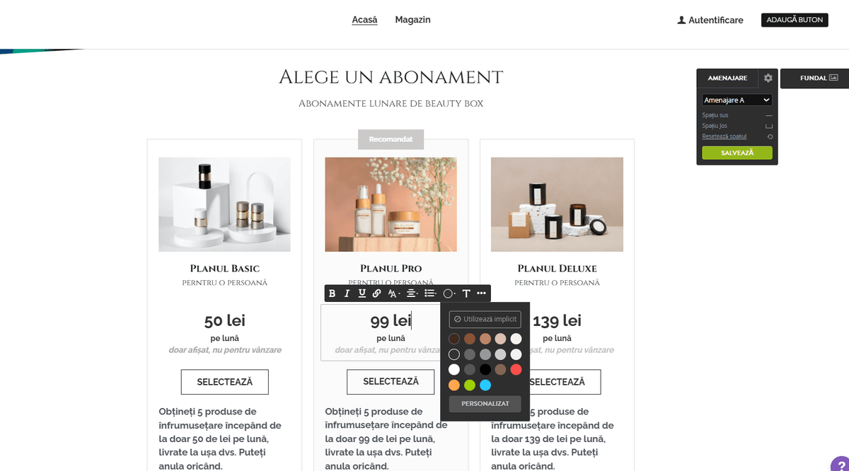 Strikingly editor de magazin online
