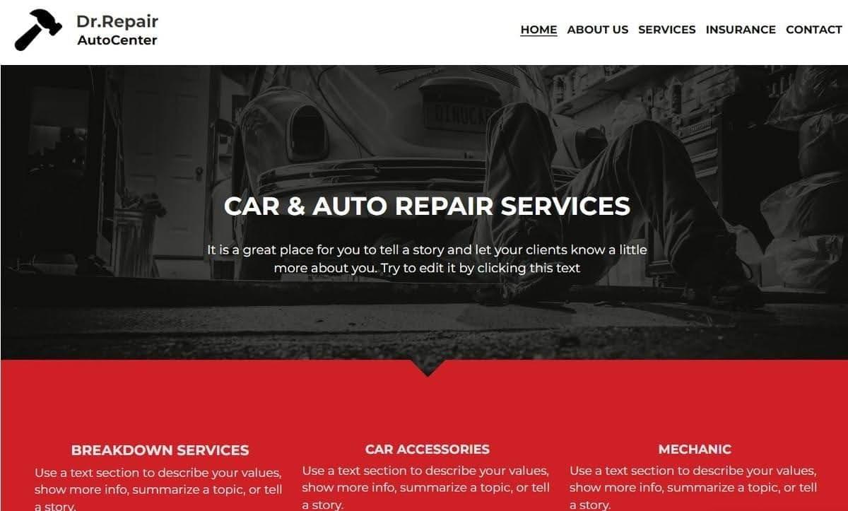 Plantilla de mecánico de Strikingly