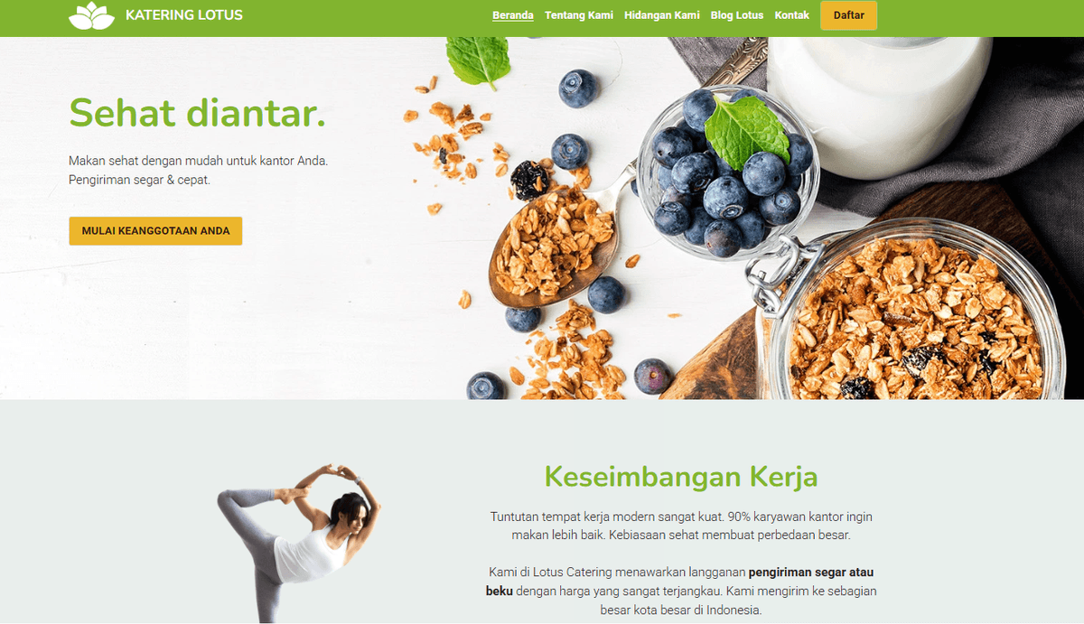 Templat Katering Lotus dari Strikerly