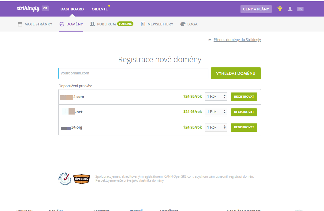Co je webdesign na Strikingly - Vlastní doména