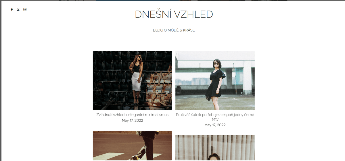 Šablona blogu Today's Look