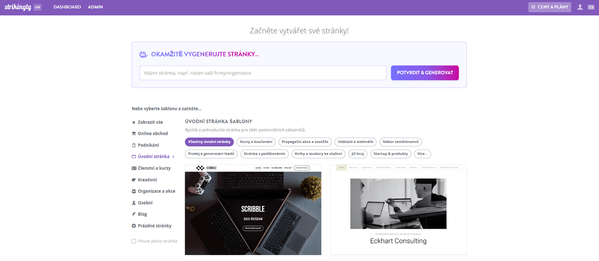 Šablona nápadně