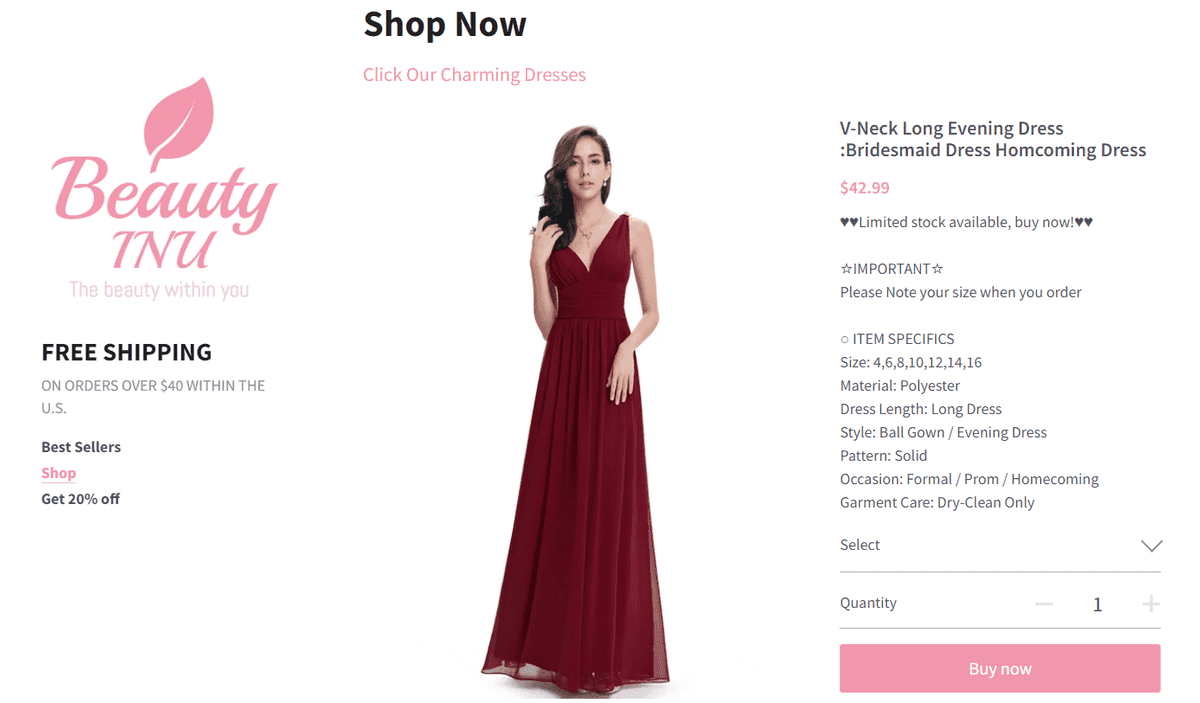 E-shop s kosmetickými produkty se Strikingly