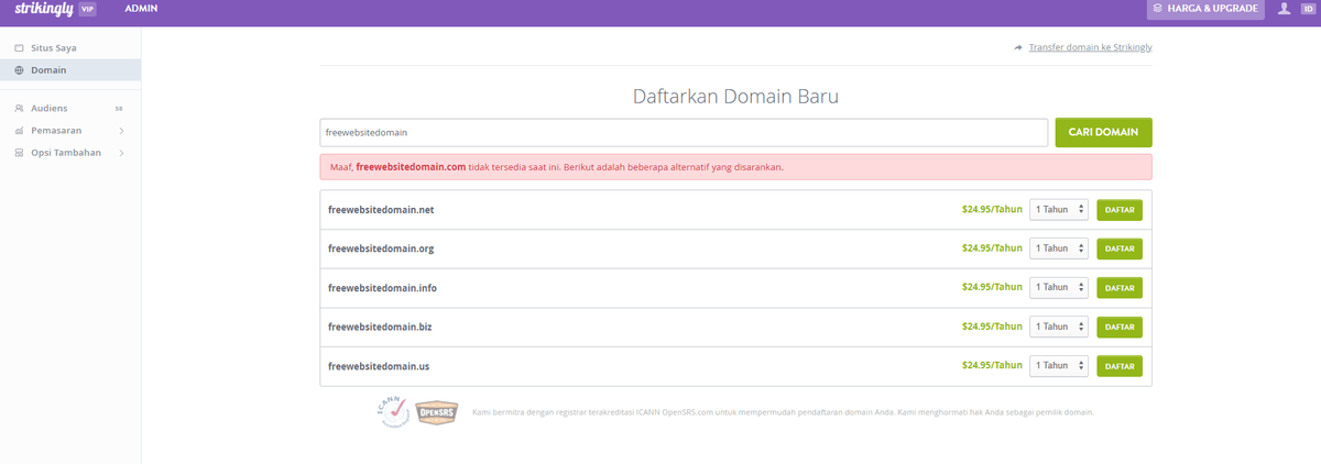 Halaman Pendaftaran Domain yang Menarik