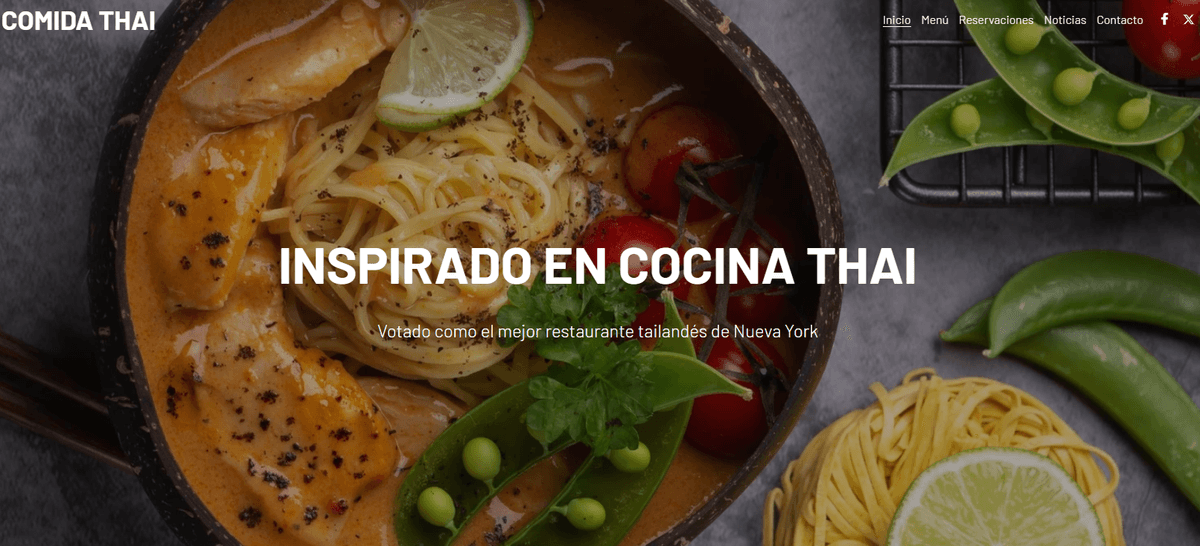 Plantilla de restaurante tailandés de Strikingly