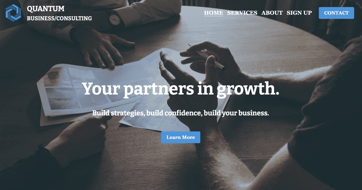 Šablona pro kvantové podnikání od Strikingly