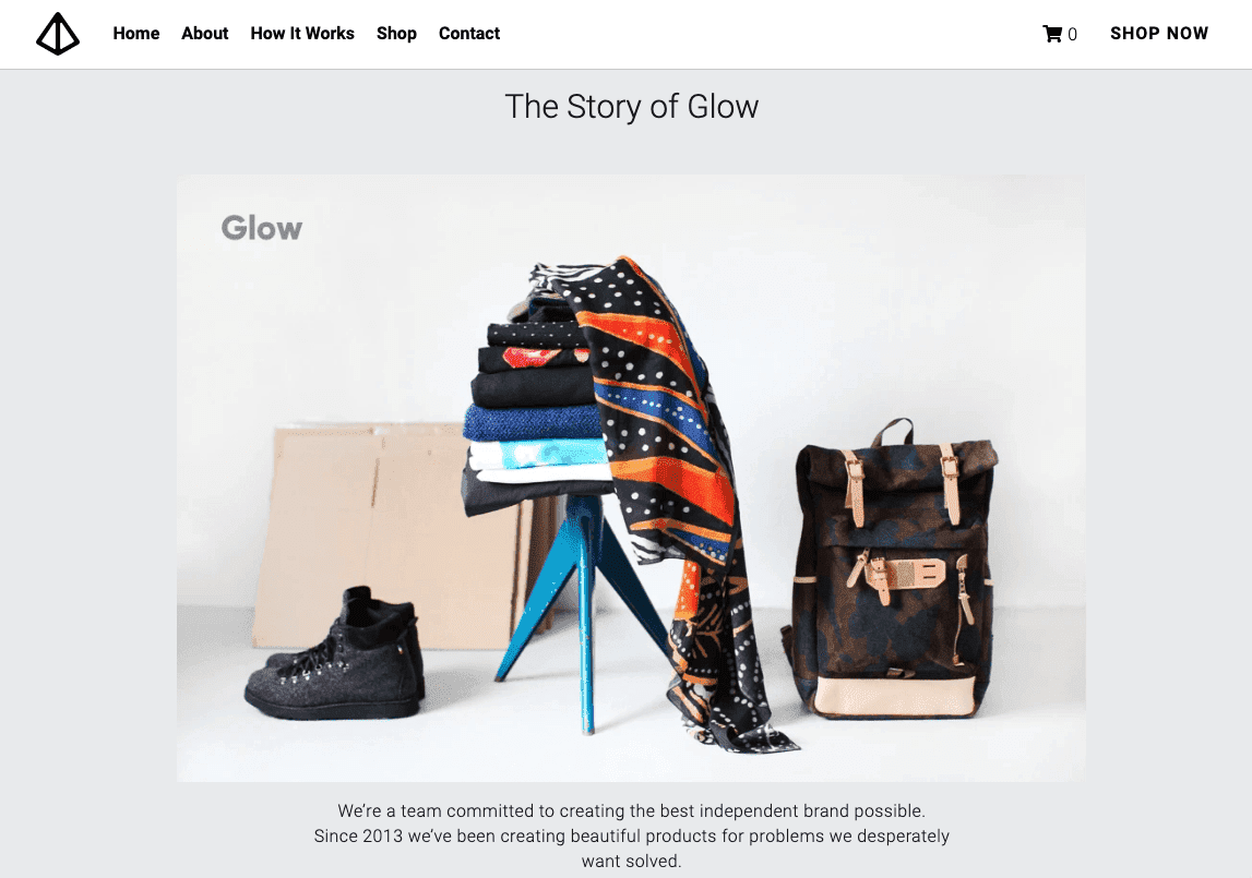 Plantilla Glow de Strikingly