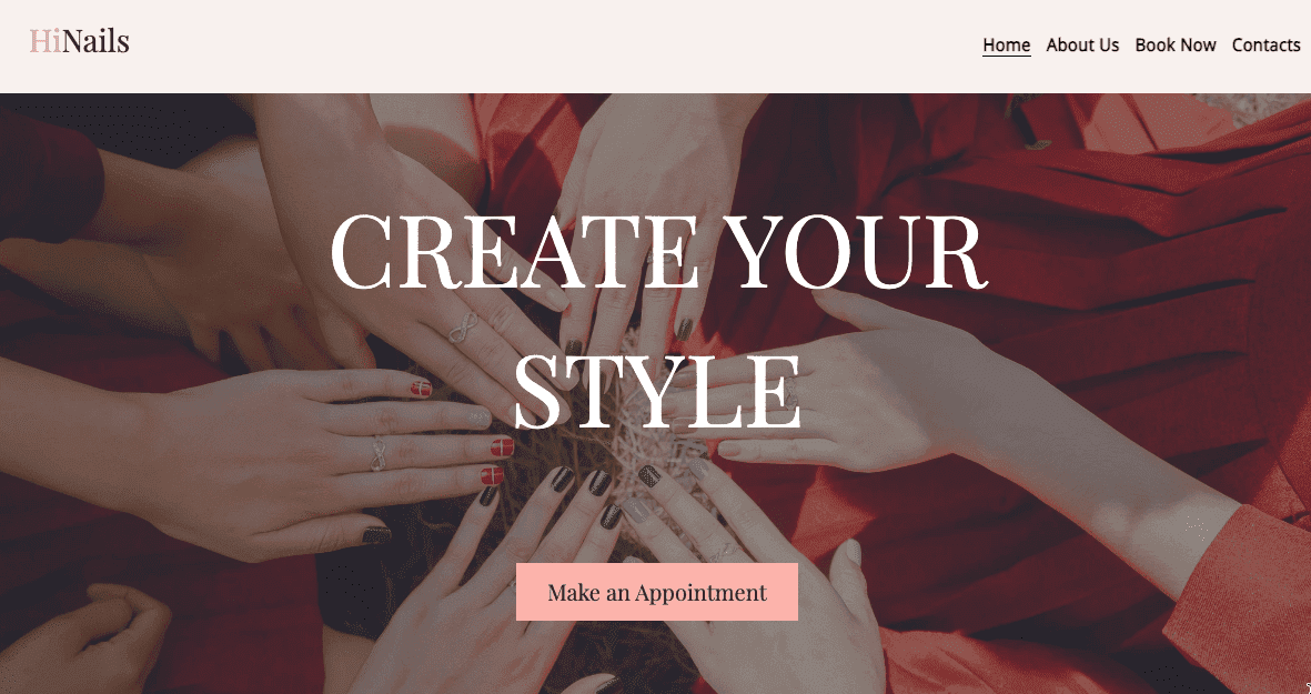 Template Startup NailBar dari Strikingly