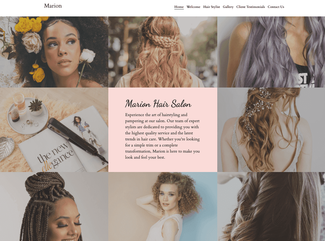 Plantilla de Salón de Belleza de Strikingly