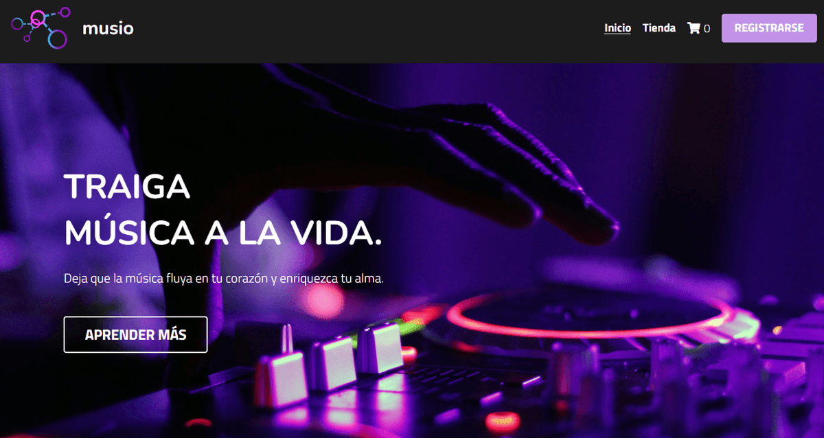 Plantilla Musio de Strikingly