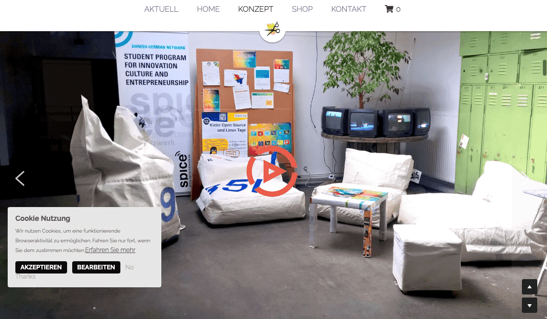 Oznámení o souborech cookie na nápadně pojatém webu