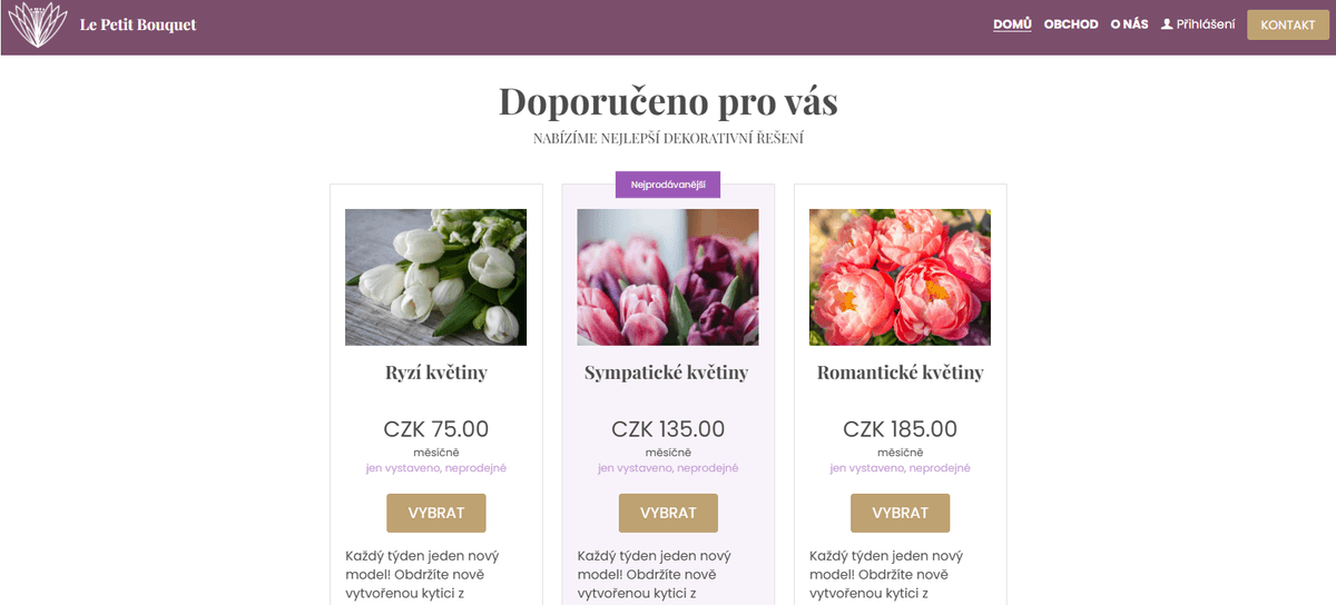 Šablona Le Petit Bouquet od nápadně