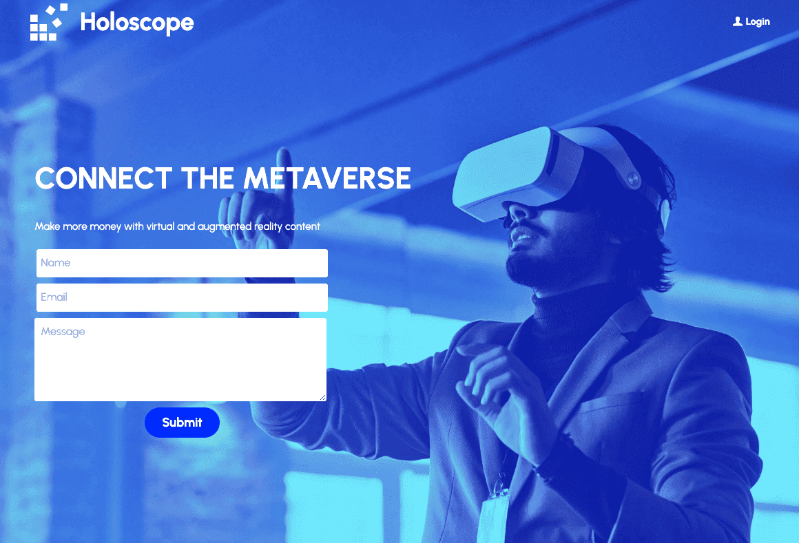 Holoskopická šablona od Strikingly