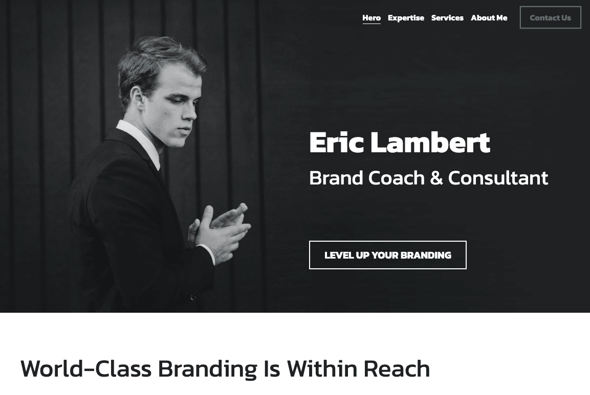 Šablona Erica Lamberta od Strikingly