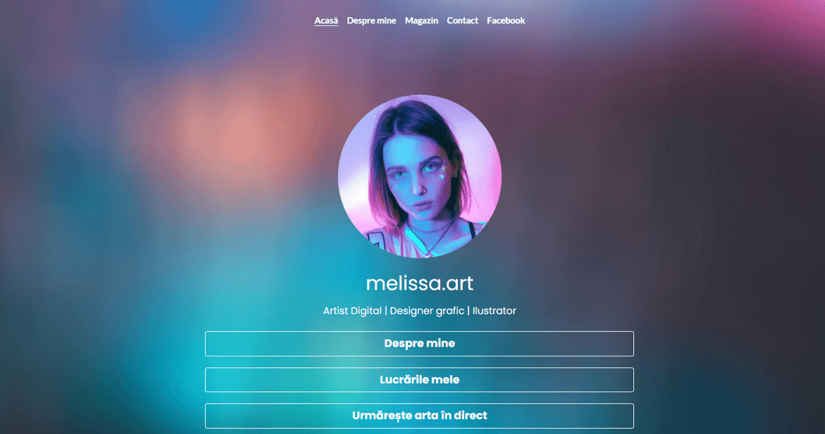 Șablon Melissa.Art de la Strikingly