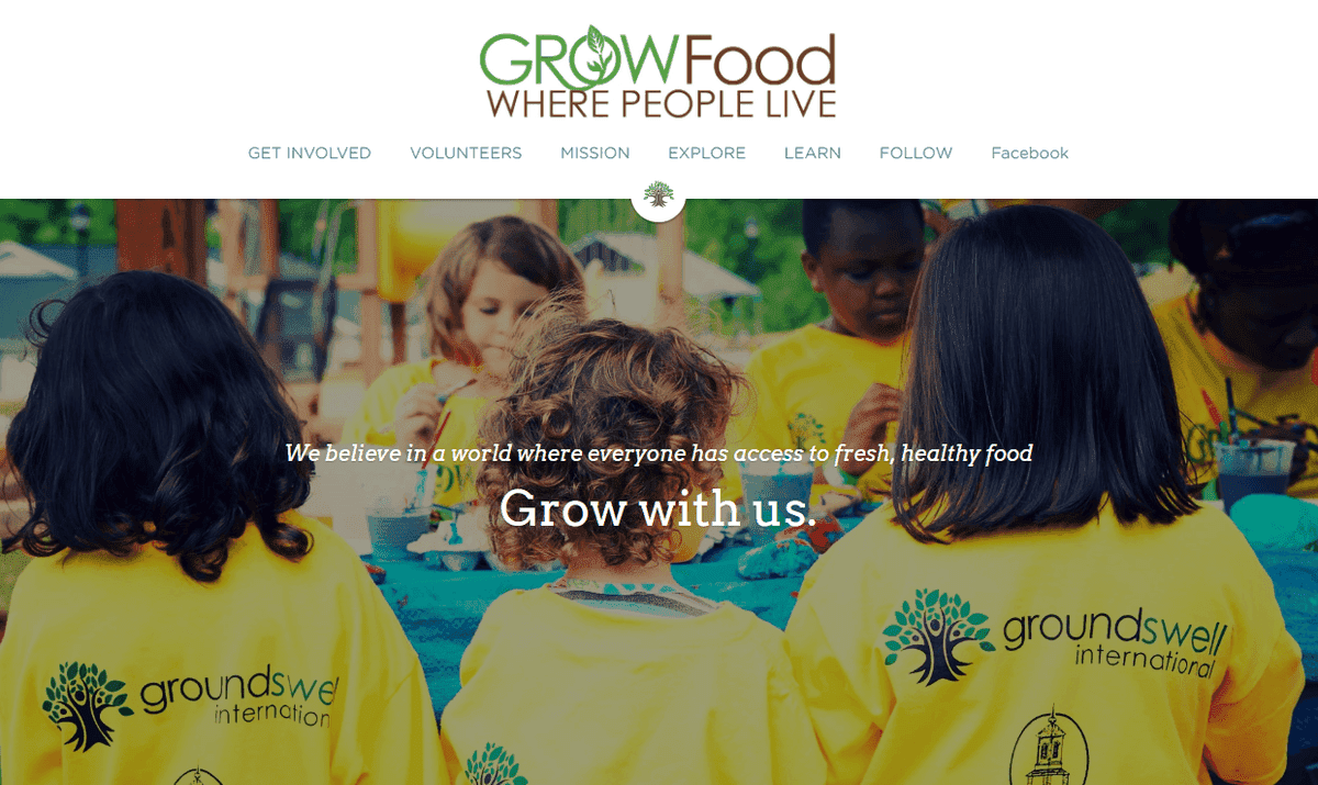 Sitio web de la organización sin fines de lucro GrowFood