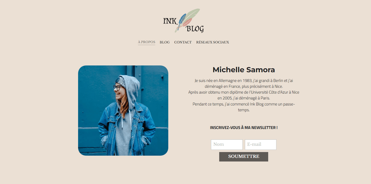 Création d'un site web pour un auteur présentant des idées de conception de newsletter