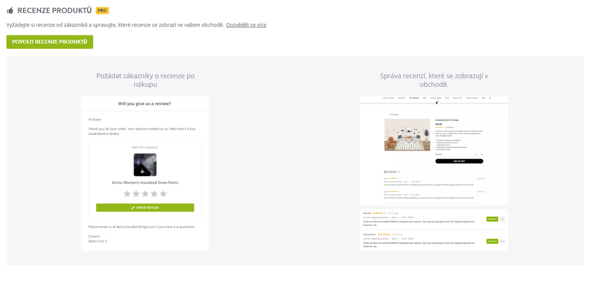 Funkce Pozoruhodné recenze produktů