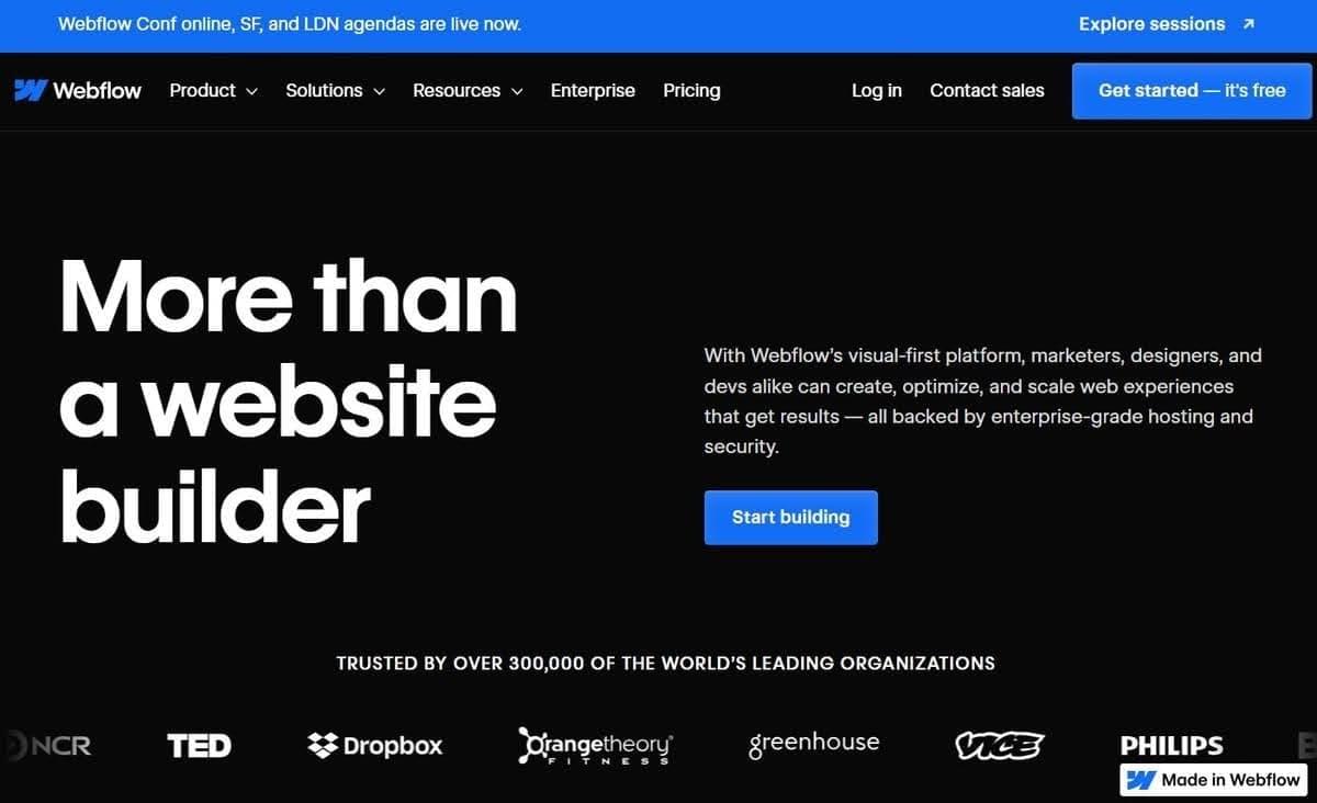 Página de destino de Weebly