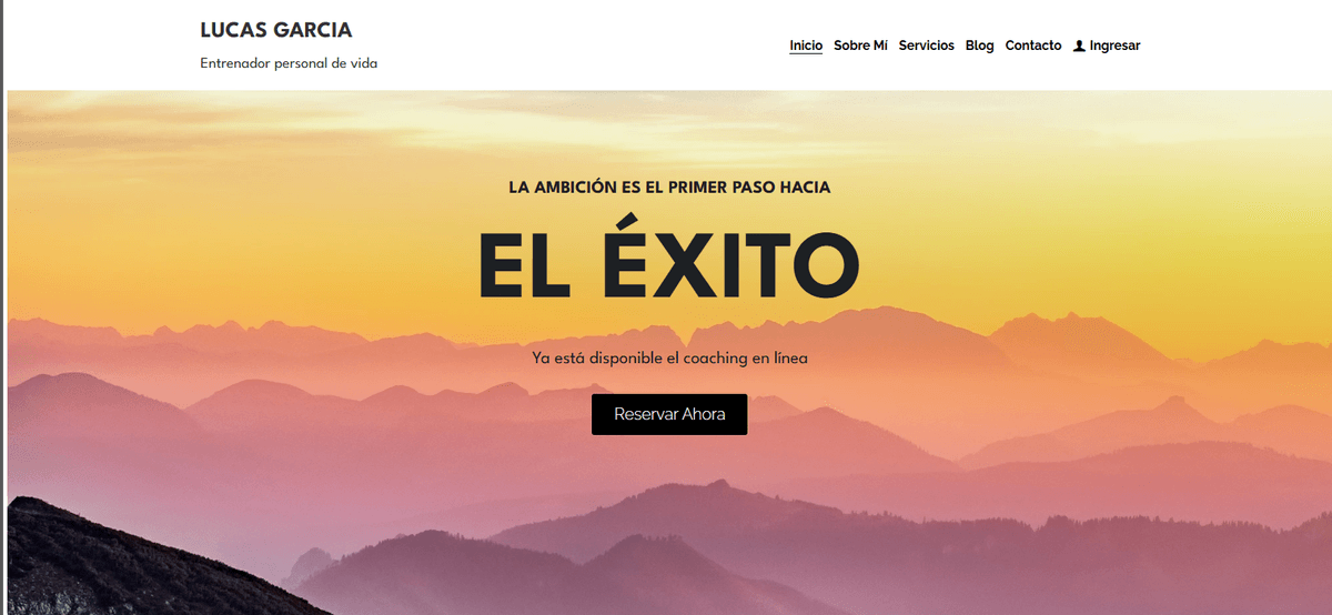 Plantilla de coaching personal de Strikingly