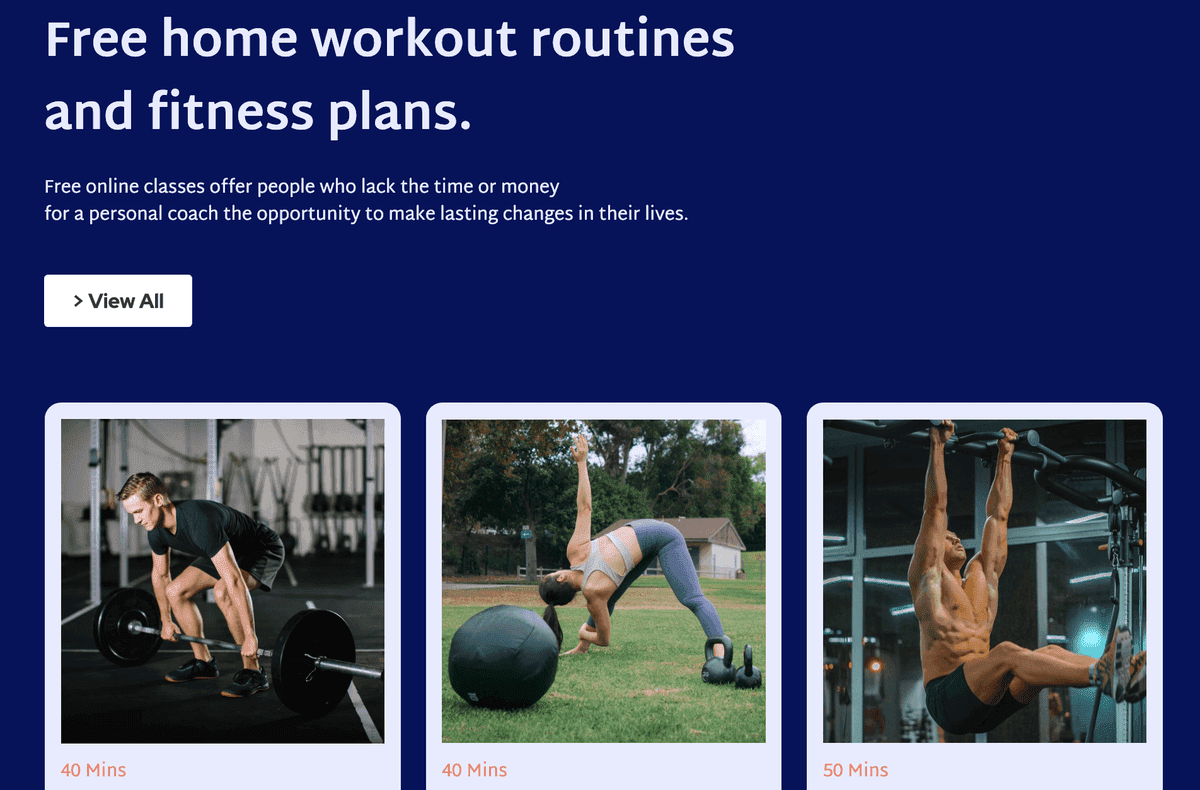 Plantilla FitForge de Strikingly