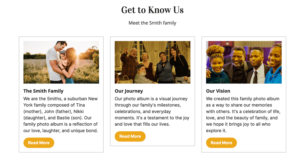 Webové stránky pro rodinné fotografování