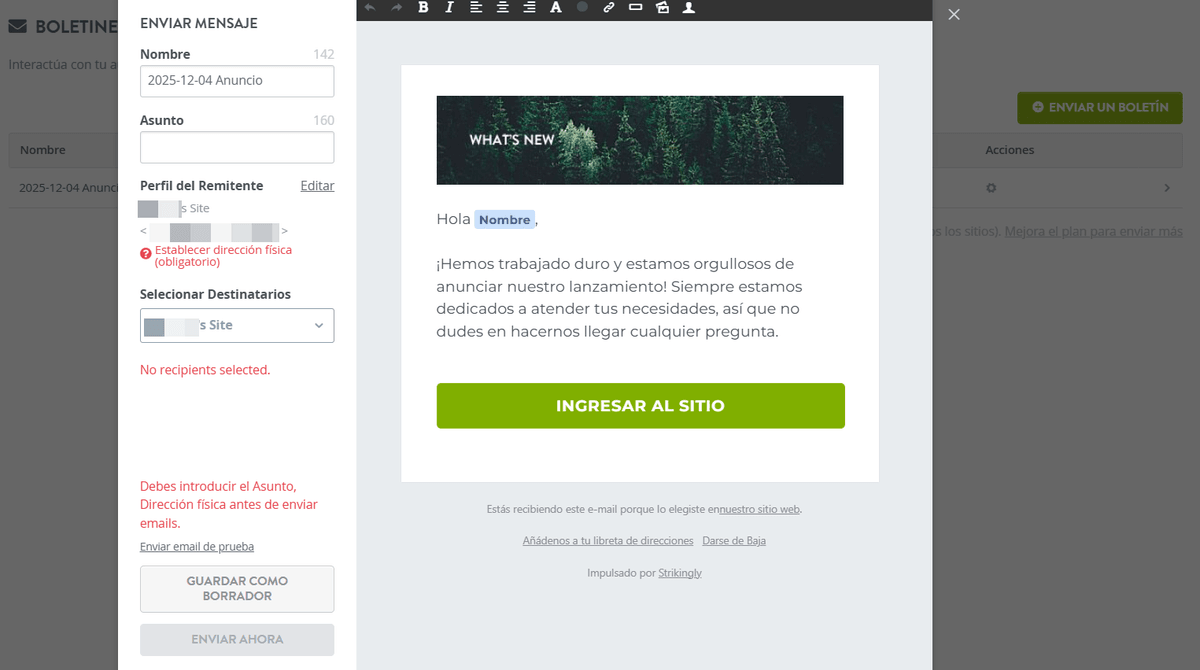 Editor del boletín informativo de Strikingly