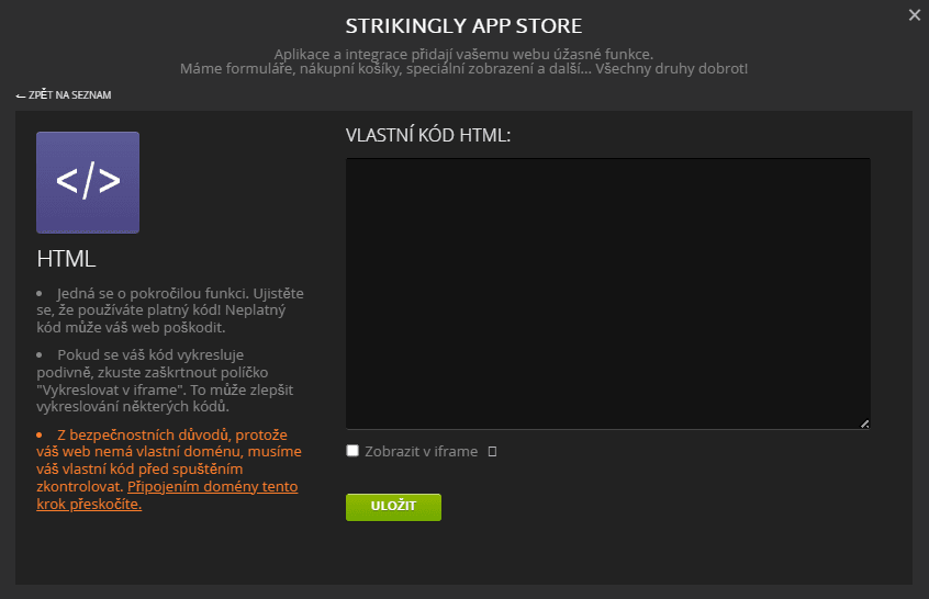 Pozoruhodně HTML sekce z App Storu