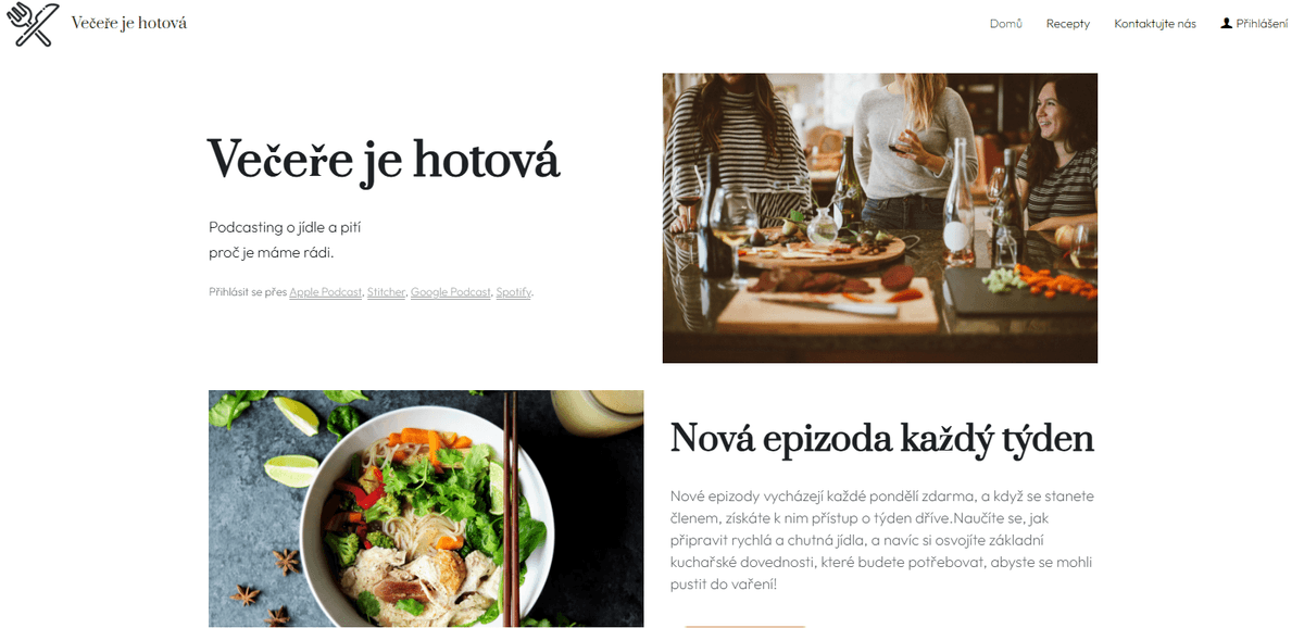 Šablona pro večeři je hotová od Strikingly